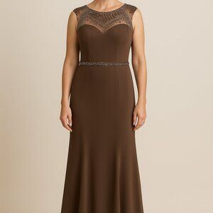 Elegant Brown Sleeveless Wedding Dress